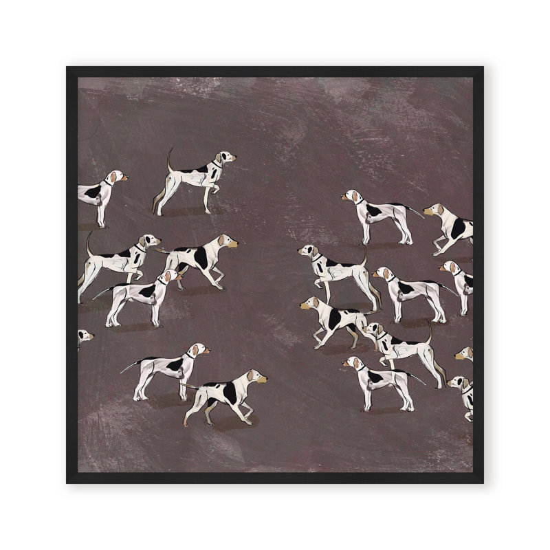 Nature Inspired Modern Ensemble: Sleek Hound Soirée, 36" H x 36" W, Framed Matted Print, Gold