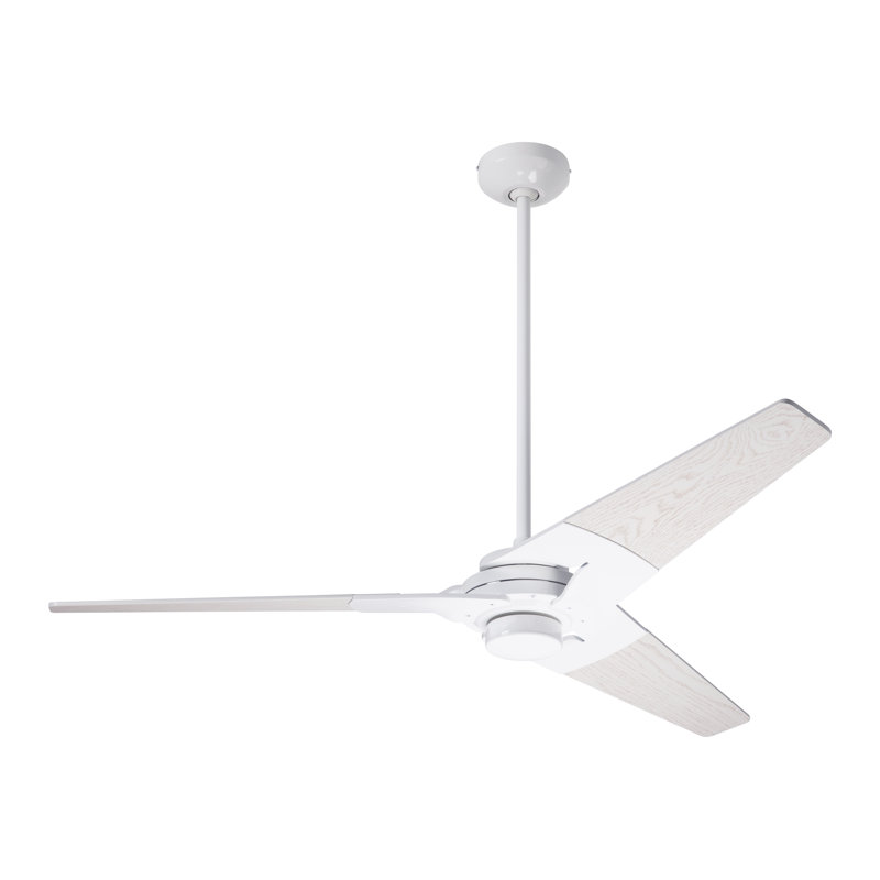 Torsion Downrod Ceiling Fan, Whitewash, Wall Control with Remote Handset (2-wire), Gloss White