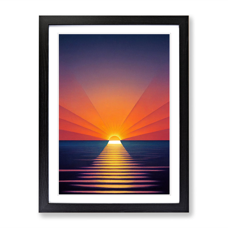 FRM-V0523-64X An Deco Sunrise Vol.1 - Single Picture Frame Print, Black Framed, 46cm H x 34cm W x 2cm D