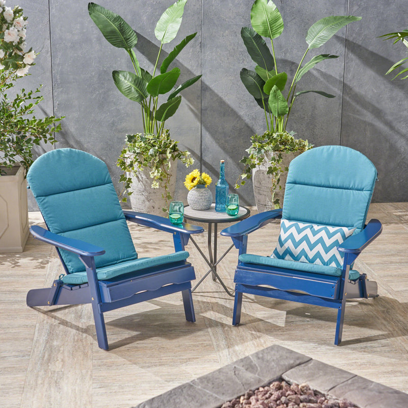 Chaise Adirondack pliante en bois massif Nahant, Noir sarcelle