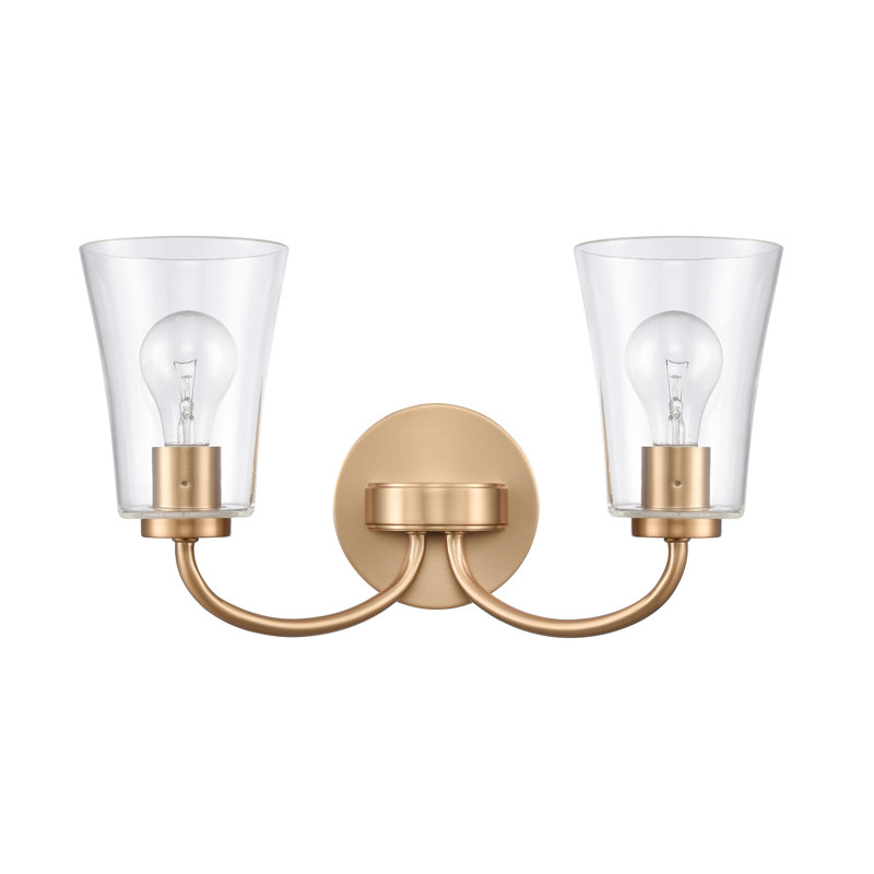 Éclairage pour salle de bain 2 lumières Emily - or brossé Emily 17 po, H 9,5 po x l 17 po x P 8,75 po, Doré, Deux lumières