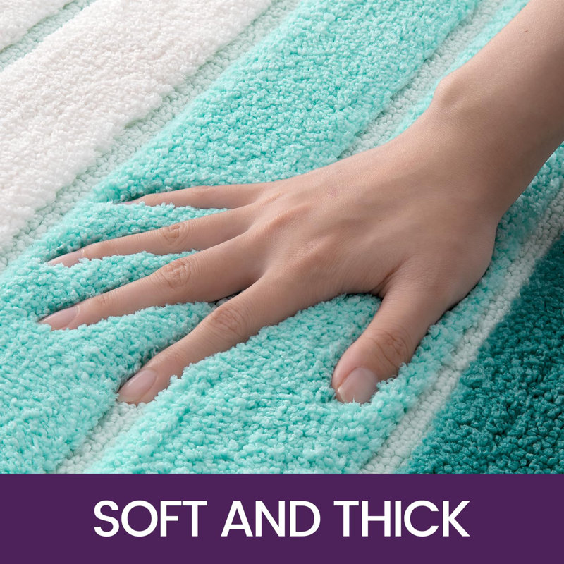 Microfiber Rectangle Bath Rug, Turquoise
