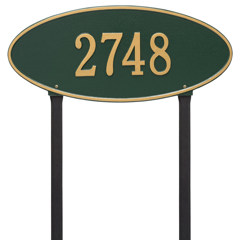 Plaque d'adresse sur 1 ligne Madison, Vert et or, Oui