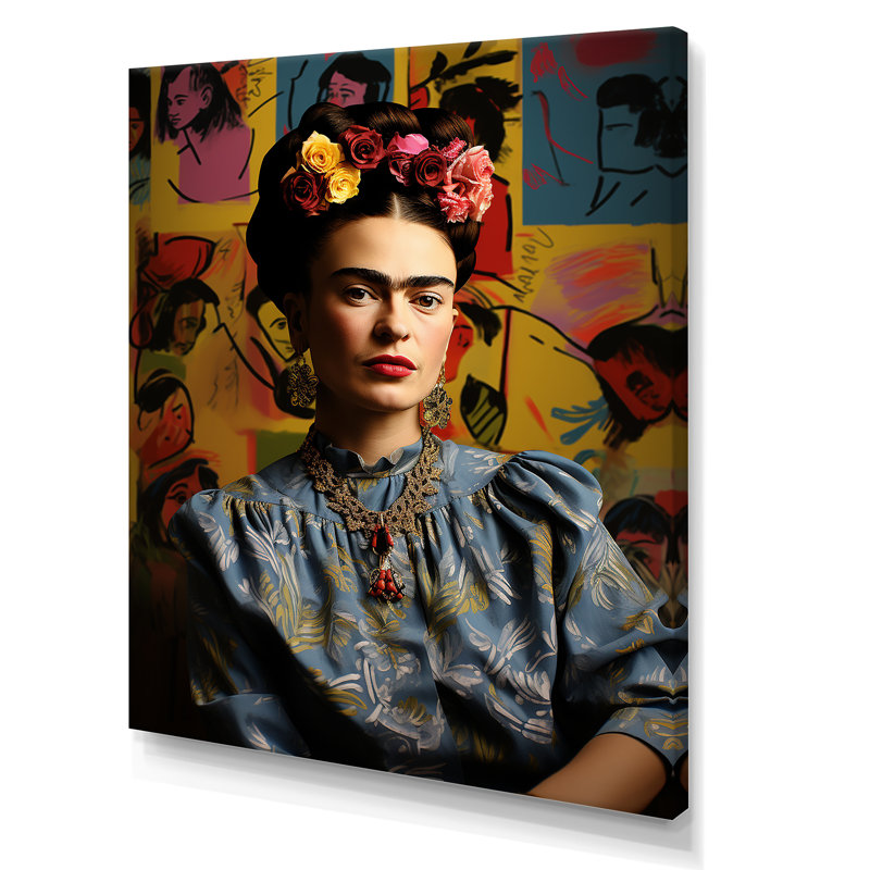 Portrait de femme mexicaine II - art mural mexicain, Toile tendue, 44" H x 34" W