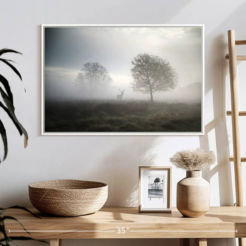Chasse au crépuscule, Cadre flottant blanc, 25 po x 17 po