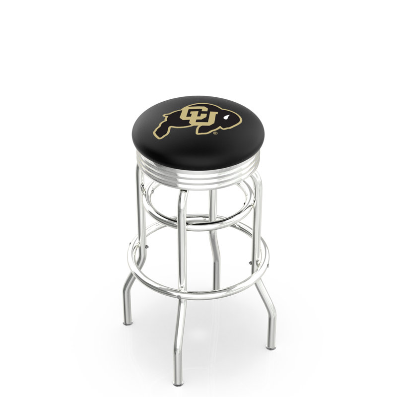 Tabouret de bar Logo Series, Tabouret de comptoir (siège d'une hauteur de 25 p, Double anneau chromé, University of Colorado