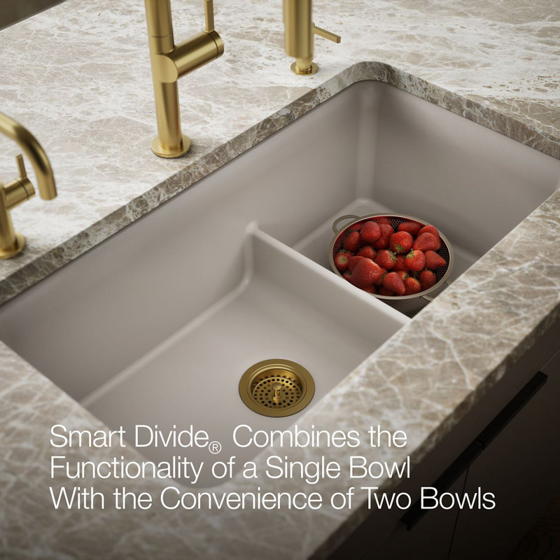 Cairn Smart Divide 33-1/2" Undermount Kitchen Sink, Light Brown