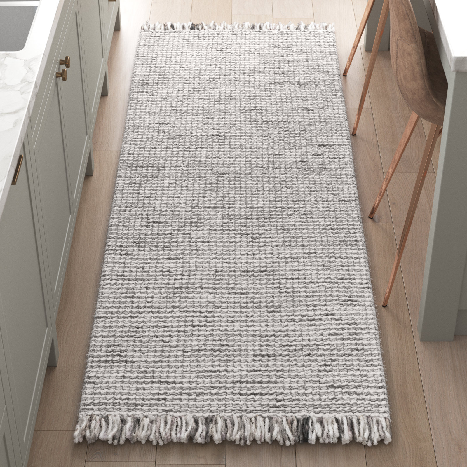 Kava Grey Black Rug, Runner 2'3" x 8'