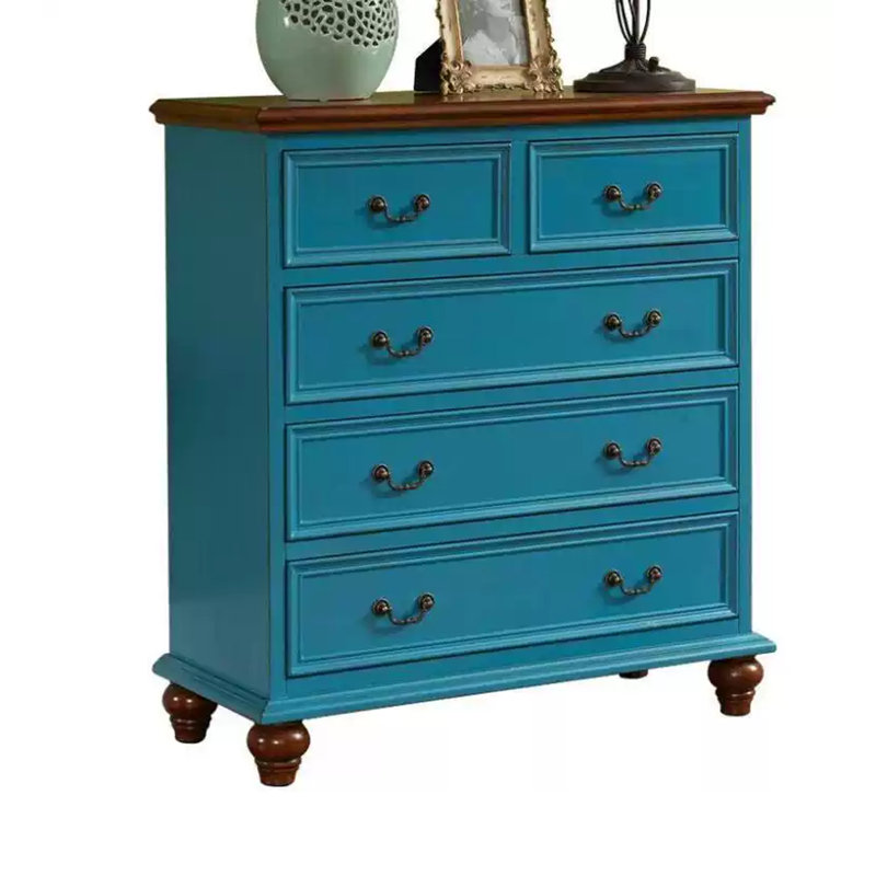 Table de chevet Commode, Brun foncé / Bleu