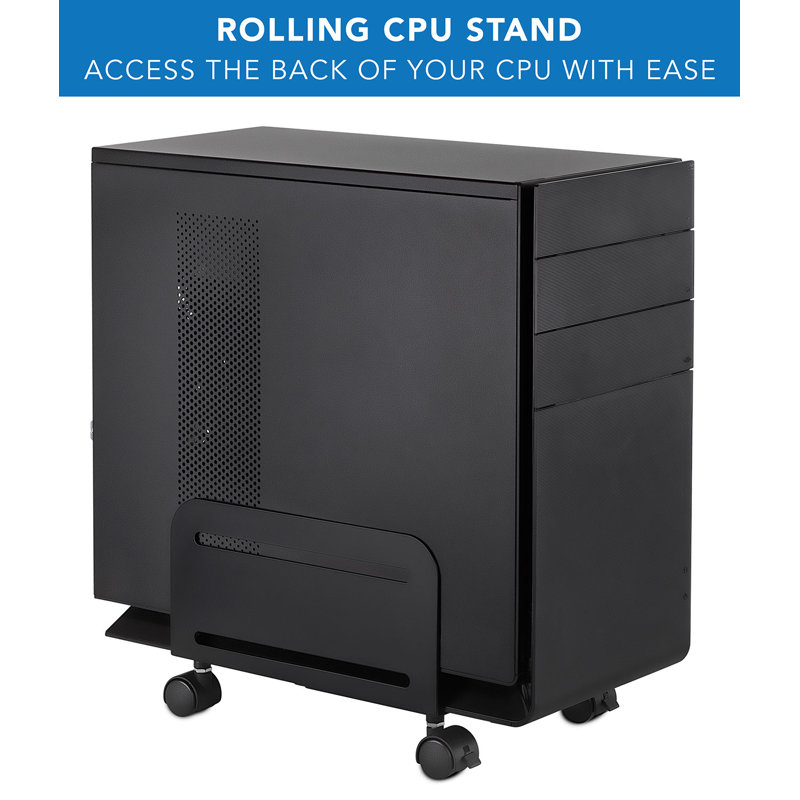 Adjustable Black Steel CPU Cart with Wheels