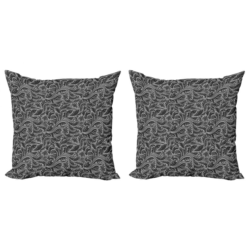 Ensemble de 2 coussins décoratifs noirs et gris Ambesonne, 24" X 24"