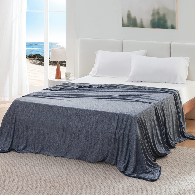 Bedsure Bamboo Rayon Dual Sided Cooling Blanket with Arc Chill Tech Summer Bedding, Blue, 200cm x 150cm