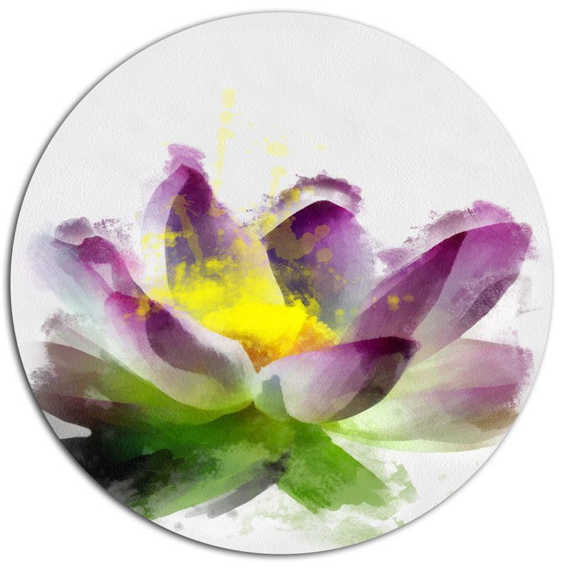 «Lotus Flower Sketch Watercolor», reproduction de peinture à l'huile sur métal, H 23 po x l 23 po