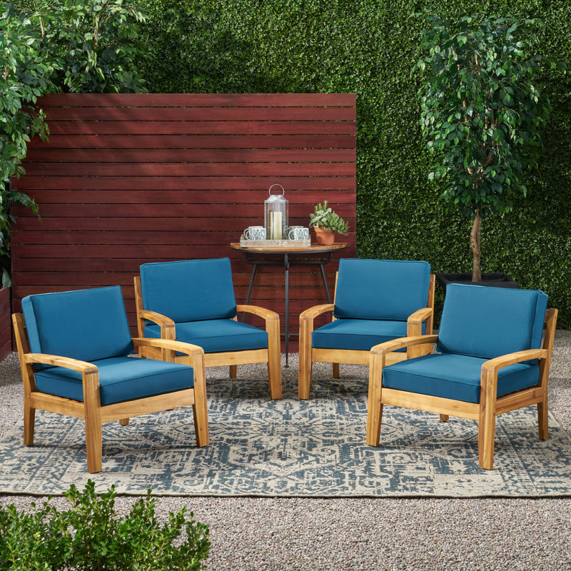 Chaise de patio avec coussins braxton, Teck