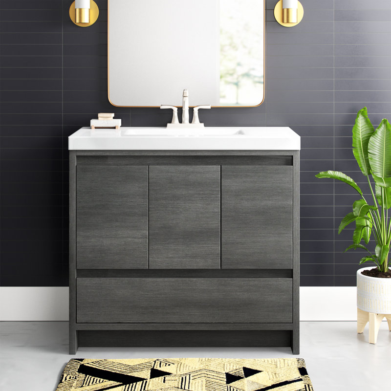 Meuble-lavabo simple 36,5 po avec plateau en marbre de culture, Fantôme