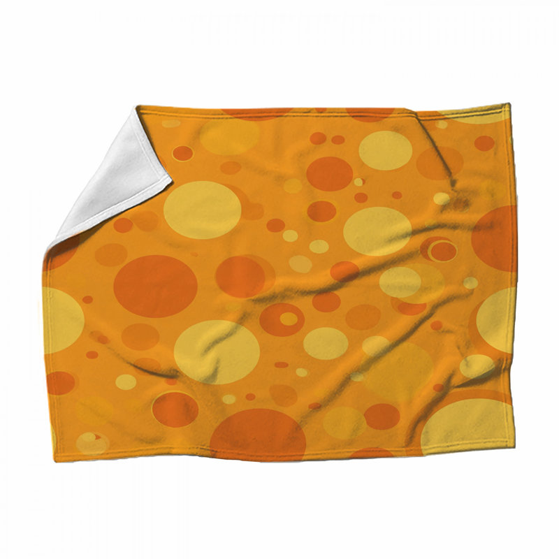 Circles Fleece Throw Blanket - Abstract Throws for Sofas or Beds, 60" L x 51" W, Orange Polka Dots
