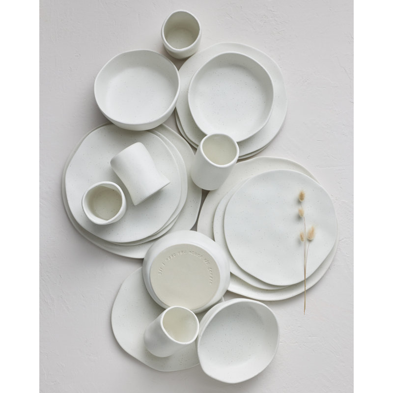 Stone by Mercer Project Hekonda Debossed 16-Piece Dinnerware Set Stoneware, White