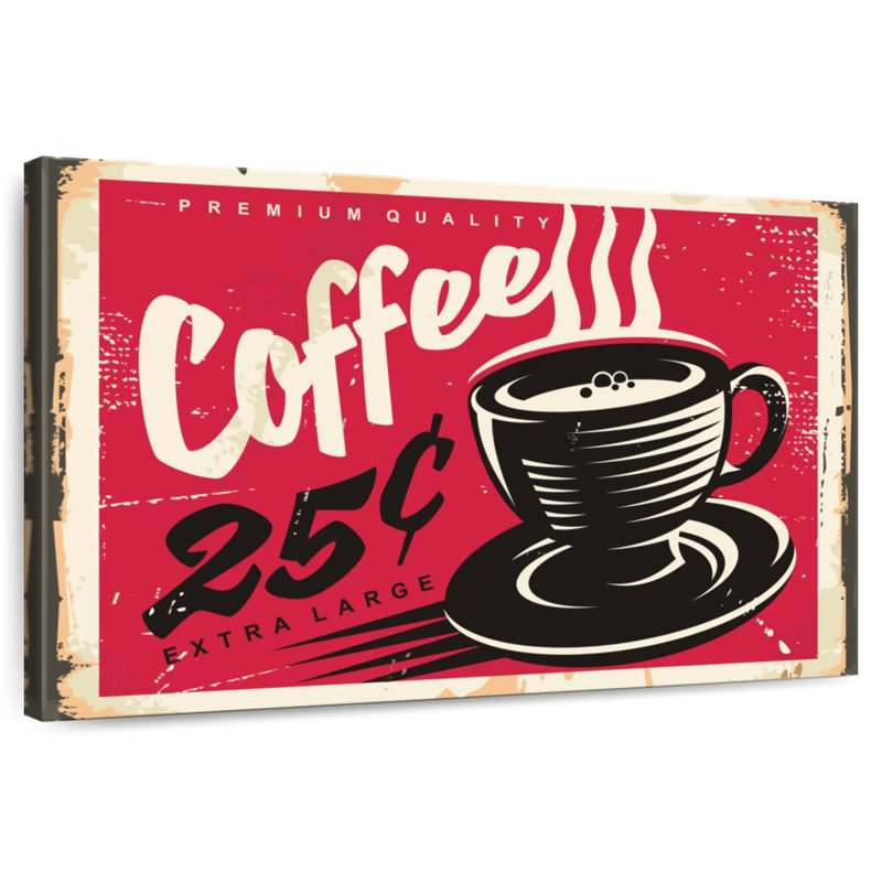 Vieille affiche murale café, H 8 po x l 12 po