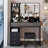 41-Inch Large Vanity Table Set With Cushioned Stool, 2 AC+2 USB Power Station, Hair Dryer Stand, And 3-Color LED Mirror-1233606099