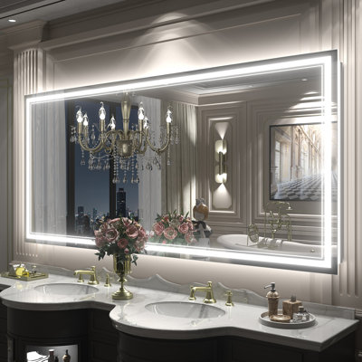 UL Certified Front & Back LED Anti-Fog Tempered Glass Bathroom/Vanity Mirror - Basics by Wayfair™