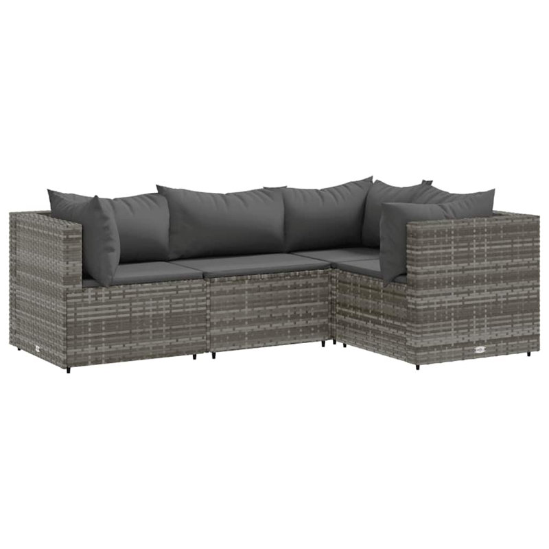 Ensemble de canapé d'extérieur en polyester et en polyester thermolaqué gris