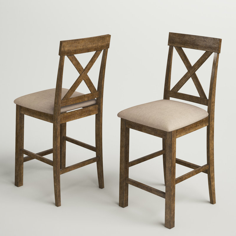 Haigh Upholstered Counter Stool, Weathered Oak, Counter Stool (26” Seat Height) Duplicate