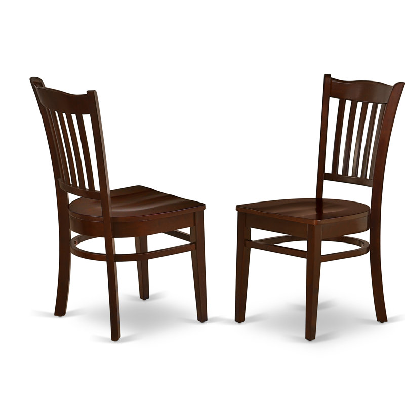Chaises de salle à manger Groton - Ensemble de 2 chaises à dossier en lattes, acajou, Mahogany