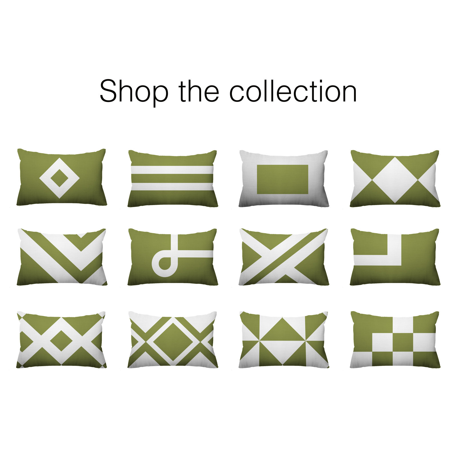 York Geometric Indoor/Outdoor Throw Pillow, Olive Green