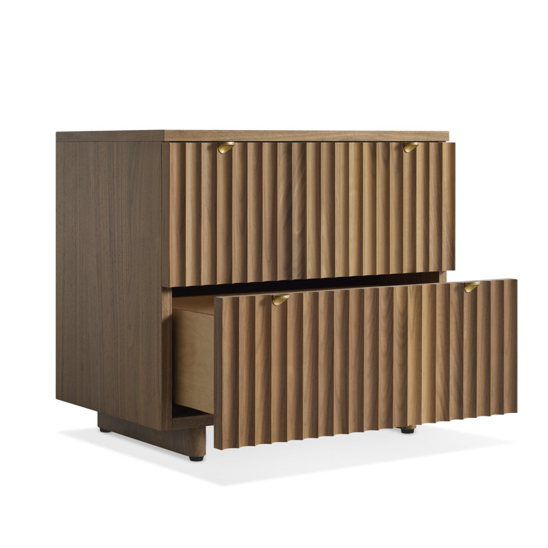 Murmur 2 - Drawer Solid Wood Nightstand, Walnut