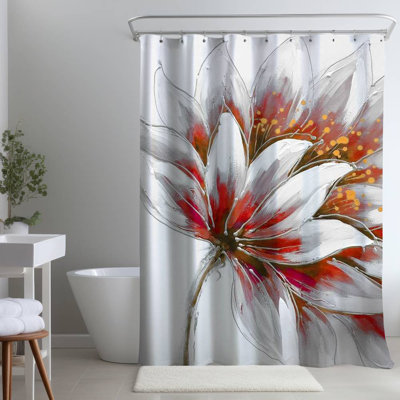 Floral – Polyester Shower Curtain, Dye Sublimation Print, 71" W × 74" L