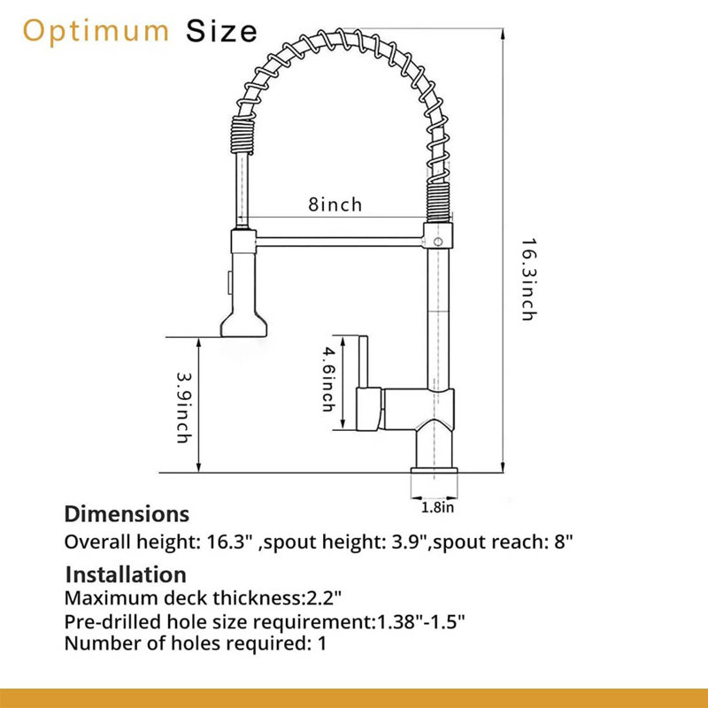 AWZTOO Pull Down Kitchen Faucet, Brushed Gold