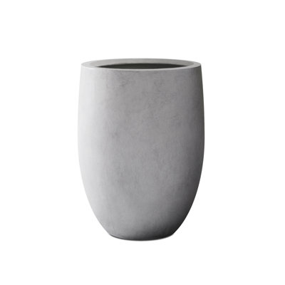 16" W x 21.5" H Concrete Tall Round Flower Planter Handcrafted Gray Large Plant Pots with Drainage Hole