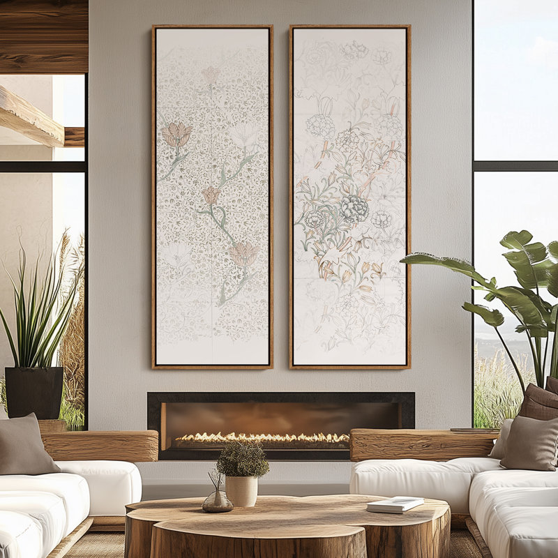 «Vintage Landscape Wall Art», ensemble de 2 toiles encadrées 20 x 60 pouces, Naturel