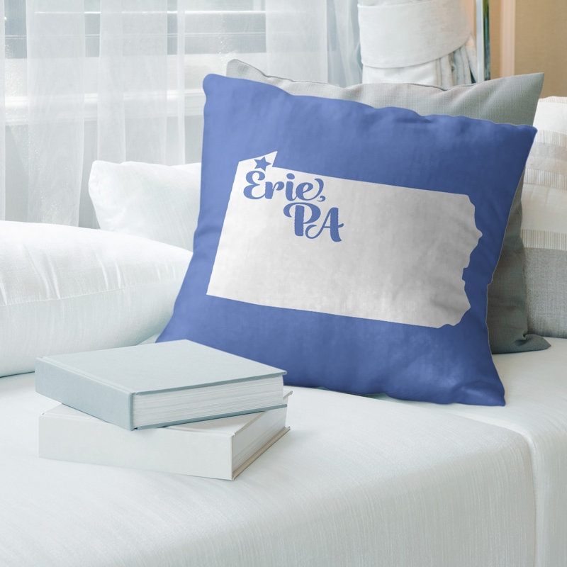 Reversible Throw Pillow, 14" x 14", Blue, Erie