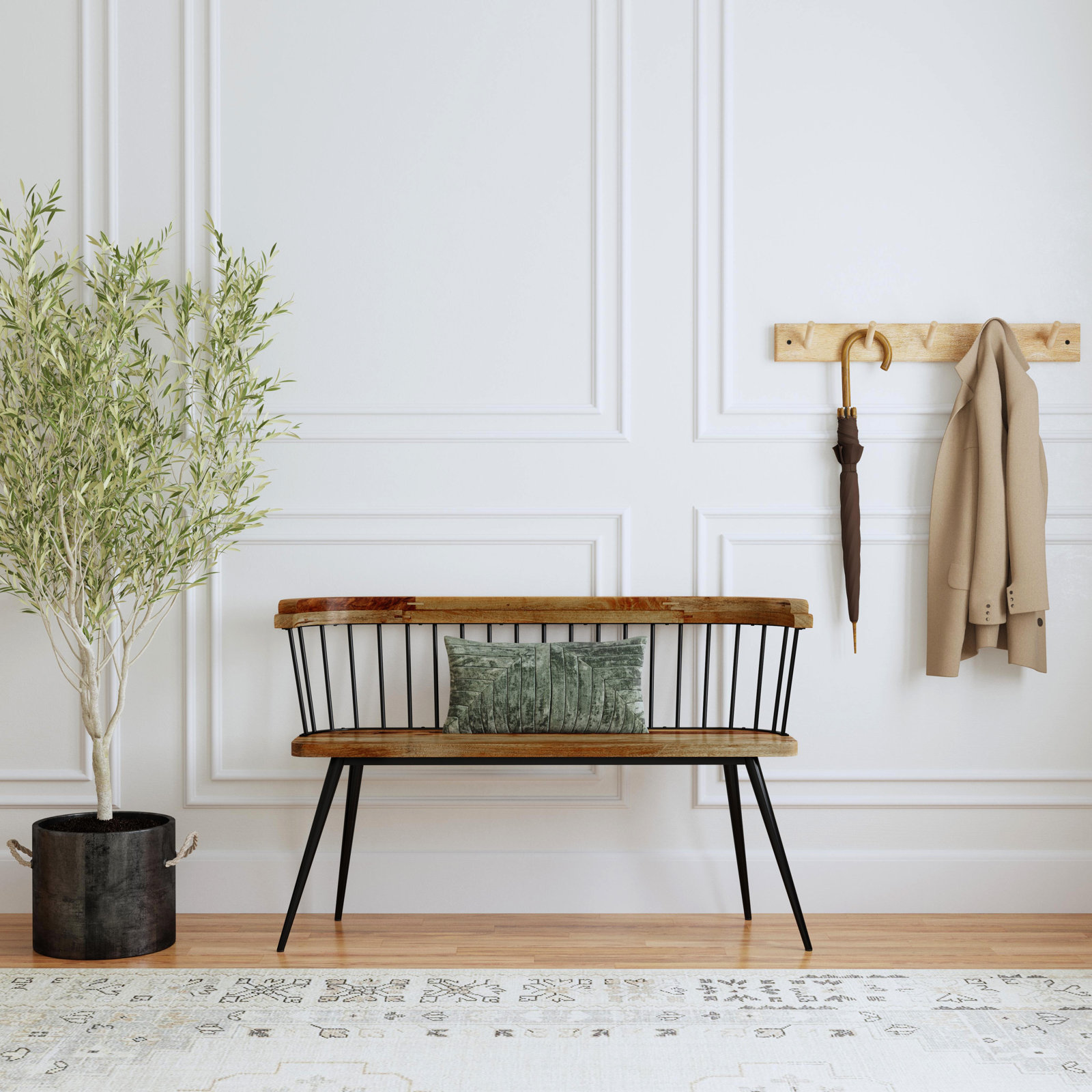 Eudora Bench, Natural Mango/Black