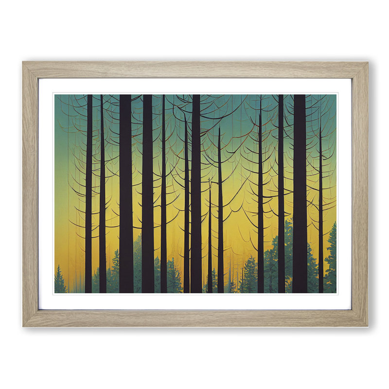Spring Forest Art Deco Vol.3 - Framed Print, 34cm H x 46cm W x 2cm D, Oak Framed
