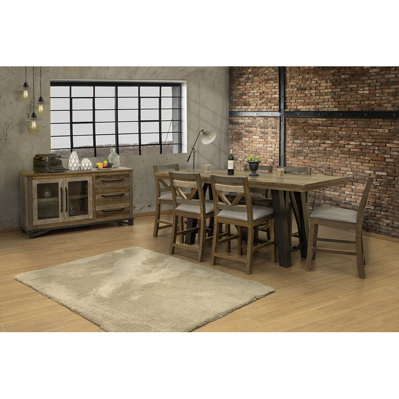 Loft Brown Pine Solid Wood Dining Table
