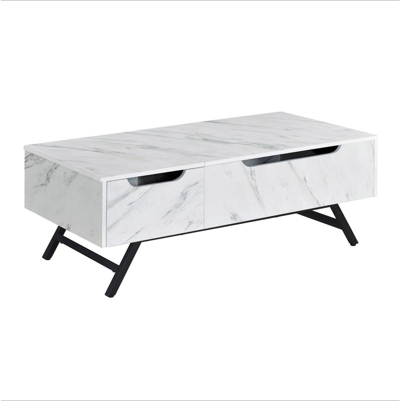 Table basse blanche avec plateau relevable