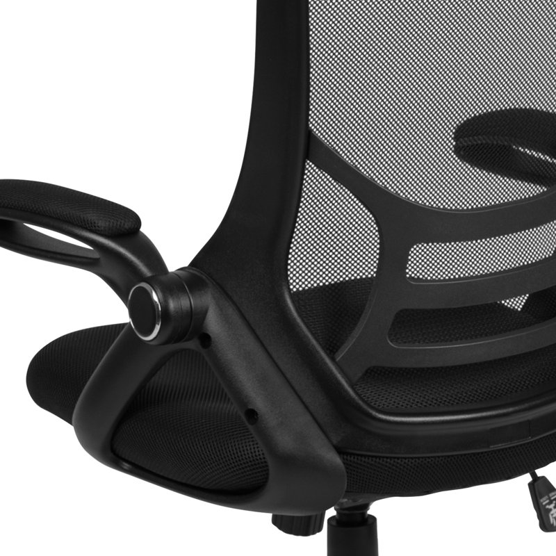 High Back Mesh Ergonomic Swivel Office Chair with Flip-up Arms, Black