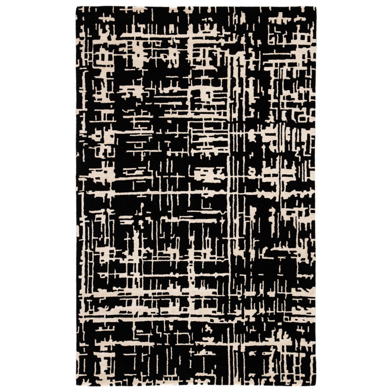 Tapis noir touffeté à la main Brannon, Rectangulaire 2 pi x 3 pi
