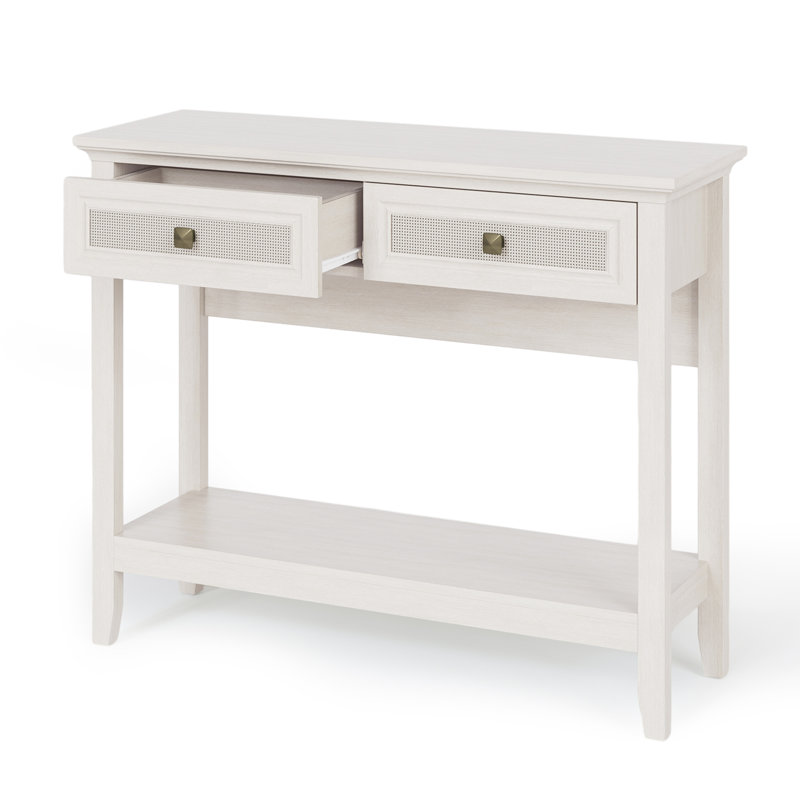 Baksi 39.3" Rattan Console Table, White