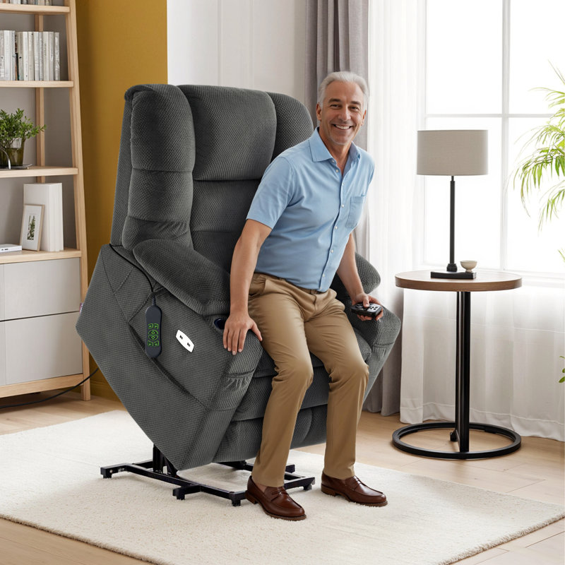 Fauteuil inclinable électrique à deux moteurs avec appui-tête réglable, chauffage lombaire et du siège, Gris