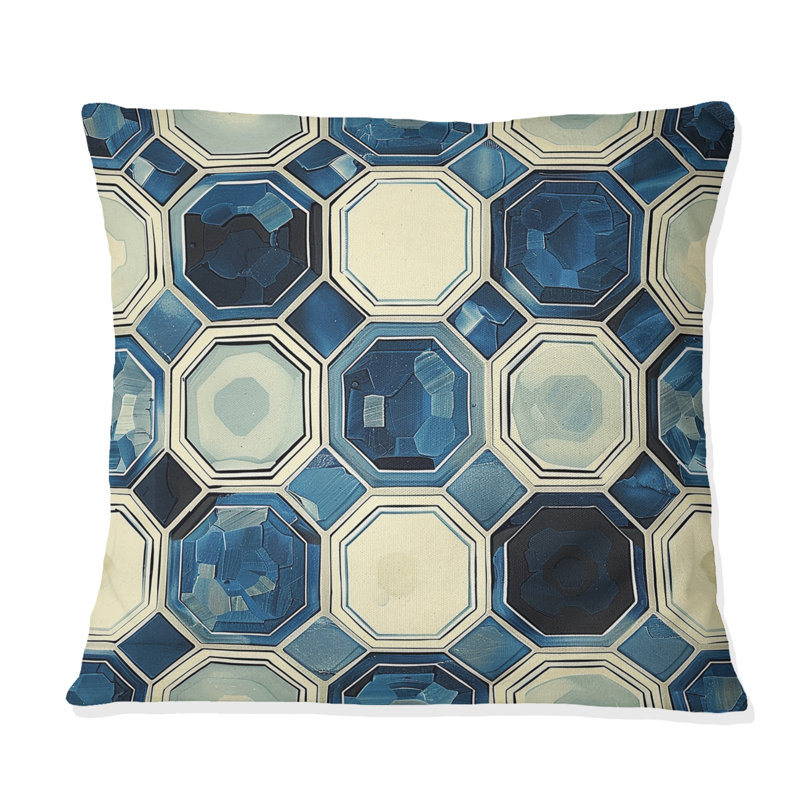 Coussin bleu beige Midcentury II - Midcentury, H 16 po x l 16 po