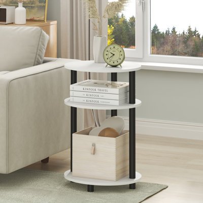 Table de chevet Furinno Turn-N-Tube, table de chevet ovale à 3 niveaux de 23 po, table de chevet avec tablettes ouvertes pour la chambre à coucher, le salon, blanc