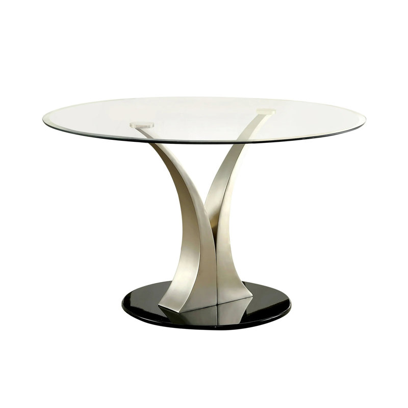 Table de salle à manger ronde 45,5 po, argent / noir