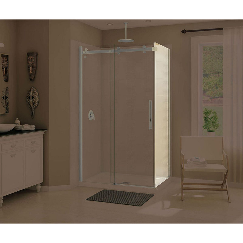 Panneau de verre fixe sans cadre 32,75 po x 78,75 po Halo, Nickel brossé