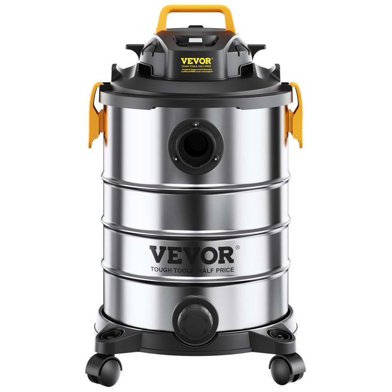 Silver 8-Gallon Stainless Steel Wet/Dry Canister Vacuum with HEPA Filter