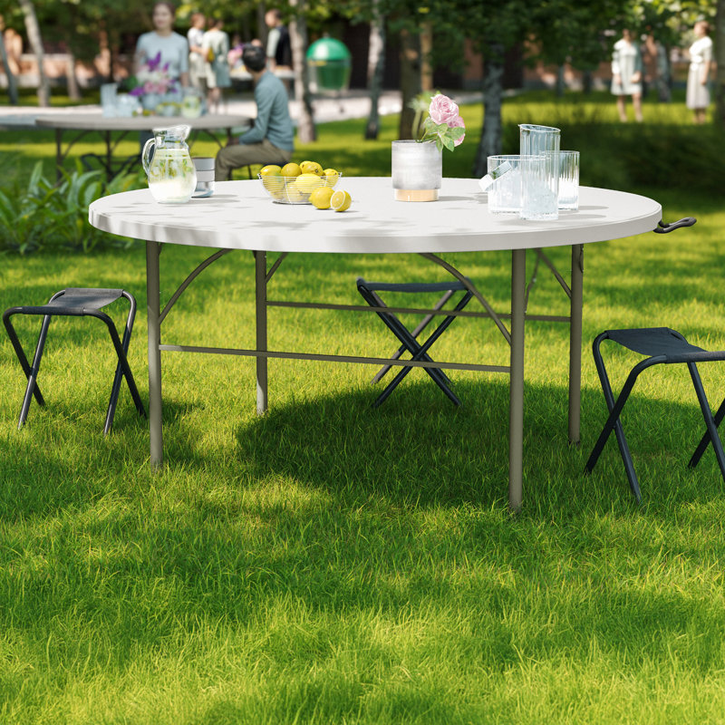 Noah Round Bi-Fold Plastic Folding Event Table with Carrying Handle