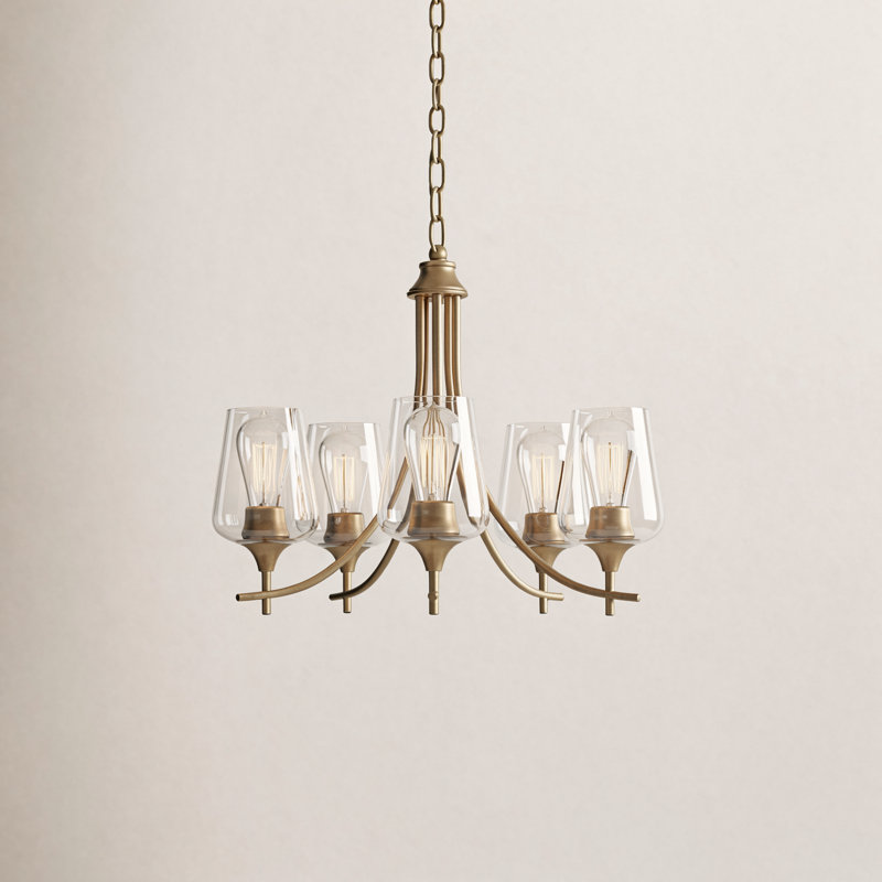 Breena 5-Light Chandelier, Laiton chaleureux, Clair