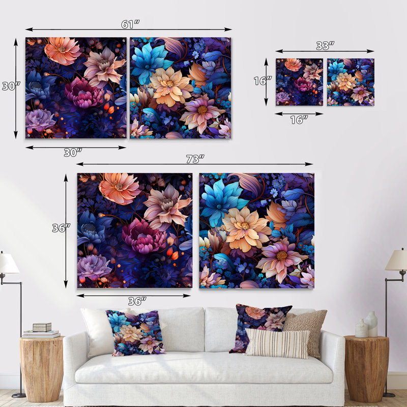 Orly - Ensemble de 2 art mural en verre acrylique, H 36 po x l 73 po